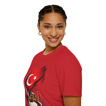 Turkey Soccer T-Shirt — Turkish Flag, Mosque & Football Design Tee