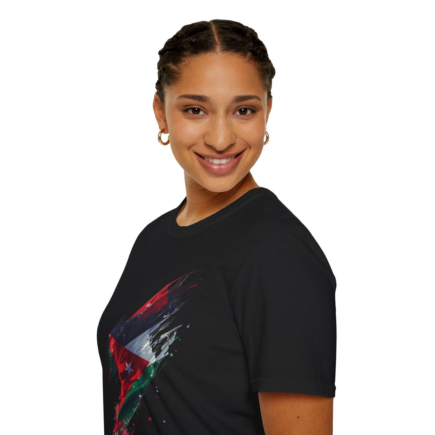 Jordan Flag Soccer T‑Shirt – Stylized Brushstroke Football Design Tee