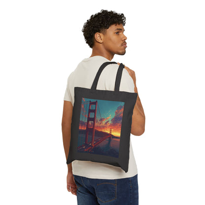 Golden Gate Sunset Tote Bag - San Francisco Canvas Tote
