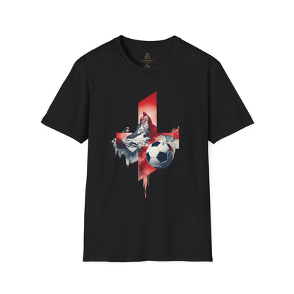 Soccer Switzerland Flag T-Shirt — Alpine Wolf & Football Graphic Tee