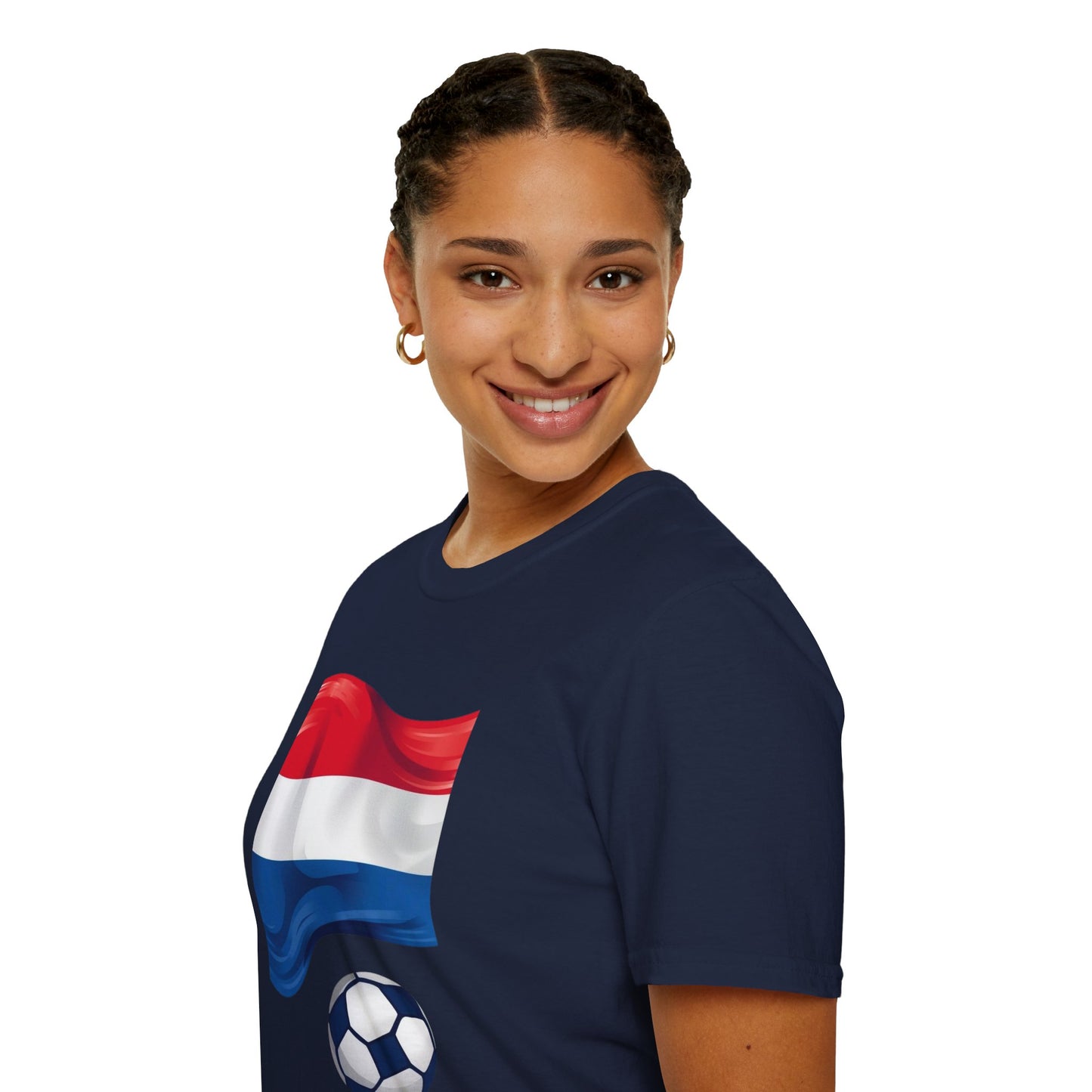Netherlands Waving Flag Soccer Tee Clean Minimalist Oranje Football Fan T-Shirt